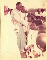 Pastor Founder during anointment. Holding the cup is Baba Ajanlekoko
Beside Papa is Frere Thomas